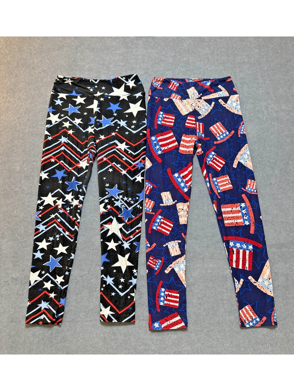 LuLaRoe Patriotic Leggings Lot of 2 One Size Americana July 4th Stars Uncle Sam